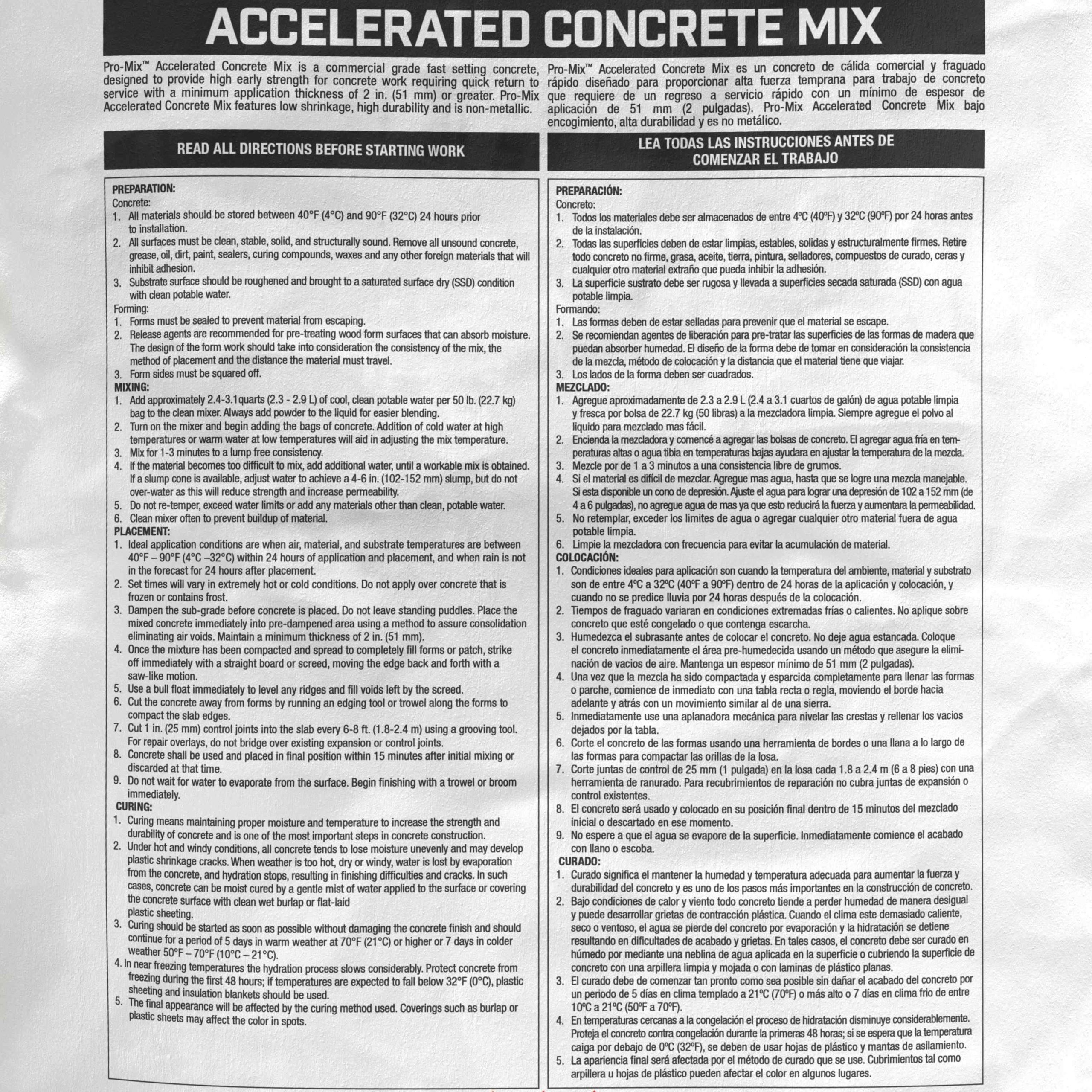 Pro-Mix Accelerated Concrete Mix